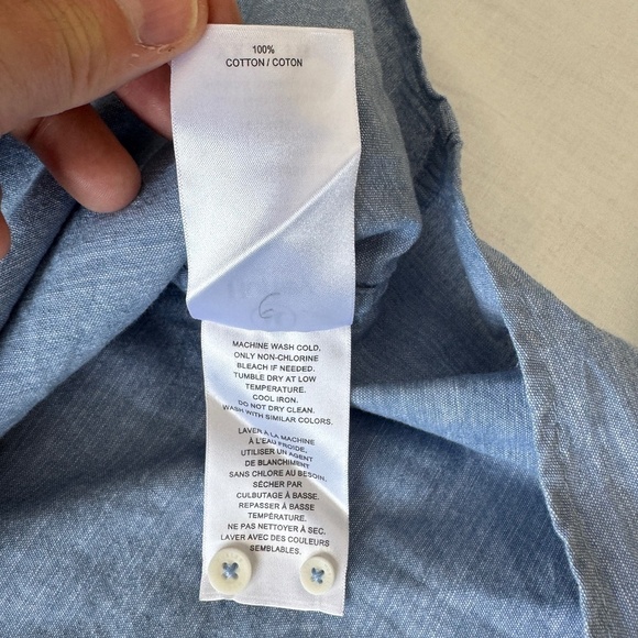 Hurley Men's Chambray Woven Short Sleeve‎ Button Up Cotton Shirt Blue XXL Casual - Picture 10 of 14